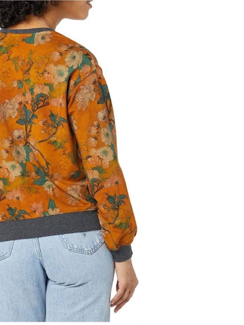 Johnny Was Burnt Orange Floral V-Neck Sweater rare sze small - Picture 2 of 10